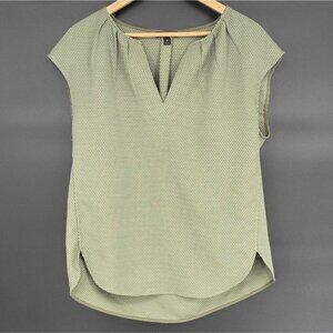 J. Crew Honeycomb Cocoon Sleeveless Blouse 10 Green Professional Office Career
